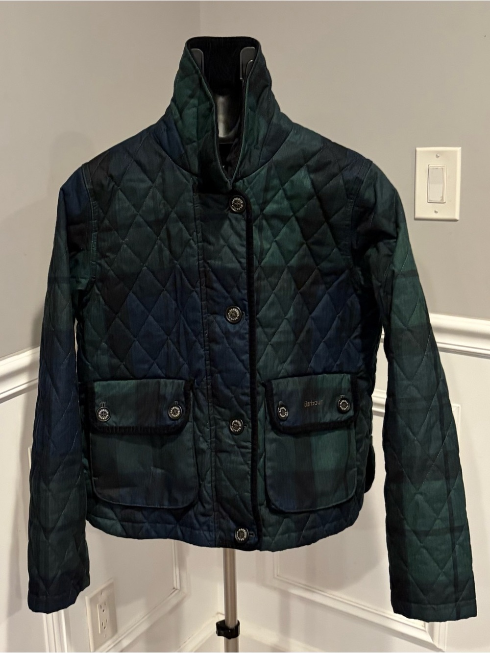 Barbour Louden Quilted Puffer Jacket in Blackwatch Tartan